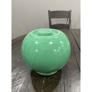 Vtg Fiestaware Kitchen Kraft Large Green Ball Cookie Jar w/Lid Fiesta 7.5"